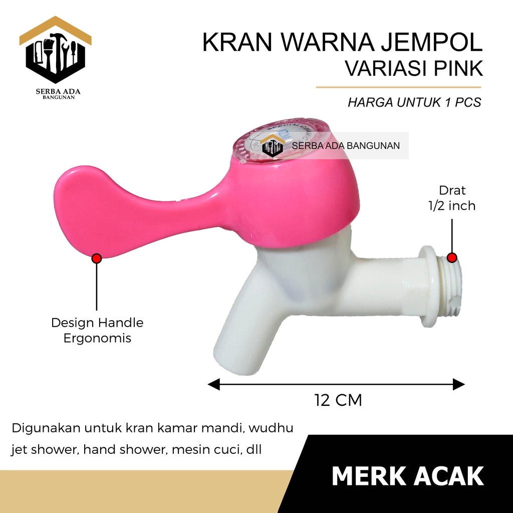 Kran Jempol Keran Air Taman Tembok Warna Warni Model Engkol Plastik PVC 2 Fungsi Merk IZM