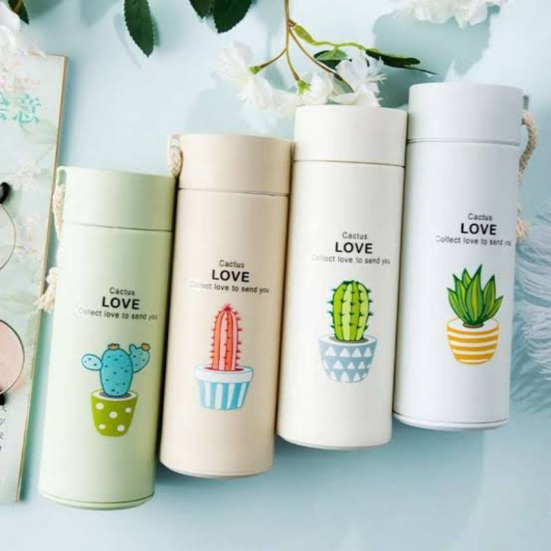 tumbler botol kaca kaktus, tebel dan minimalis dewasa