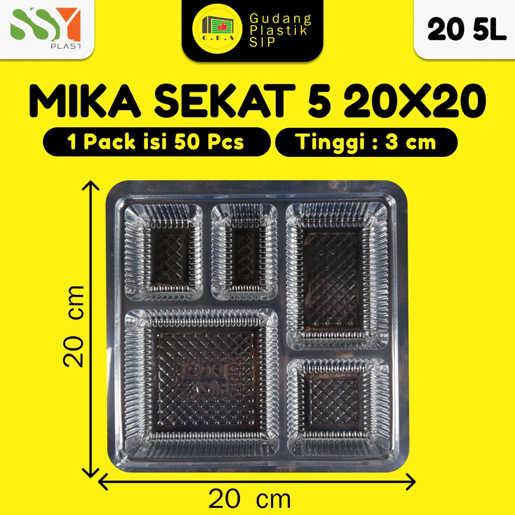 Mika Dus Nasi Sekat 5 Bening UK 20x20 Isi 50pc