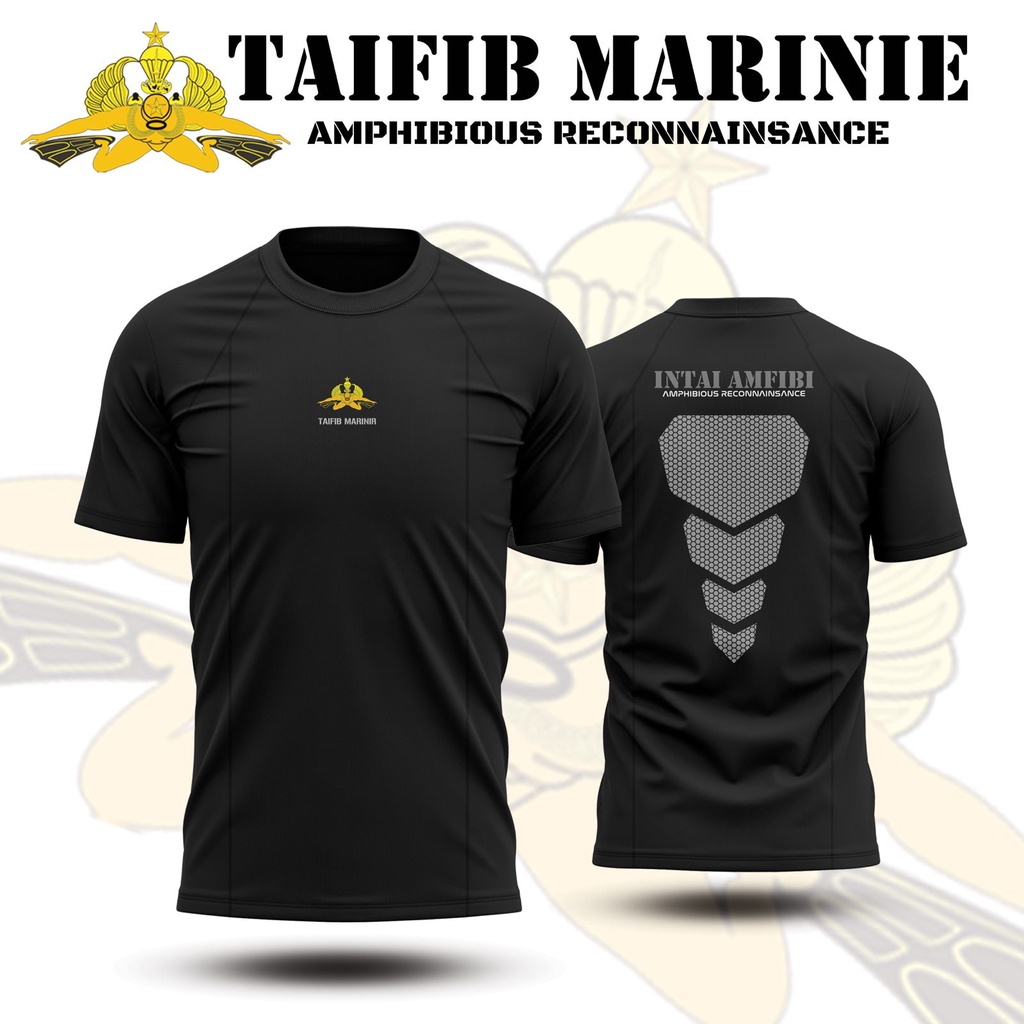 Jual Kaos Baju Atasan Taifib Marinir TNI AL Bahan Drifit Hitam Premium ...