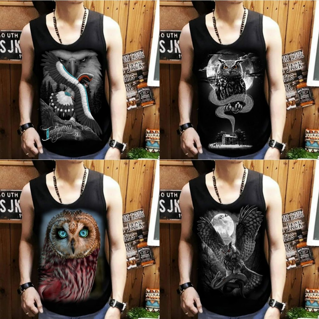 Singlet lekton pria motif campur