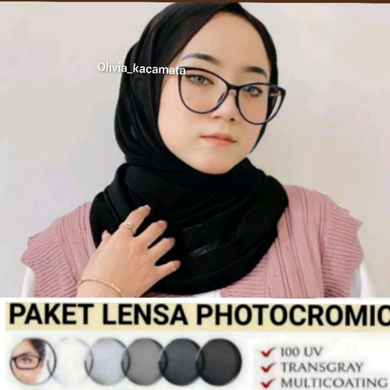 kacamata cat Eye 87001 paket photocromic atau blueray minus normal clynder