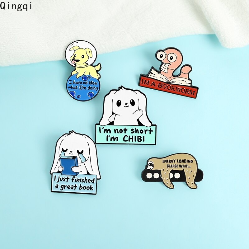 Bros Pin Enamel Desain Kartun Hewan Kungkang Kelinci Anjing Buku Untuk Hadiah Anak