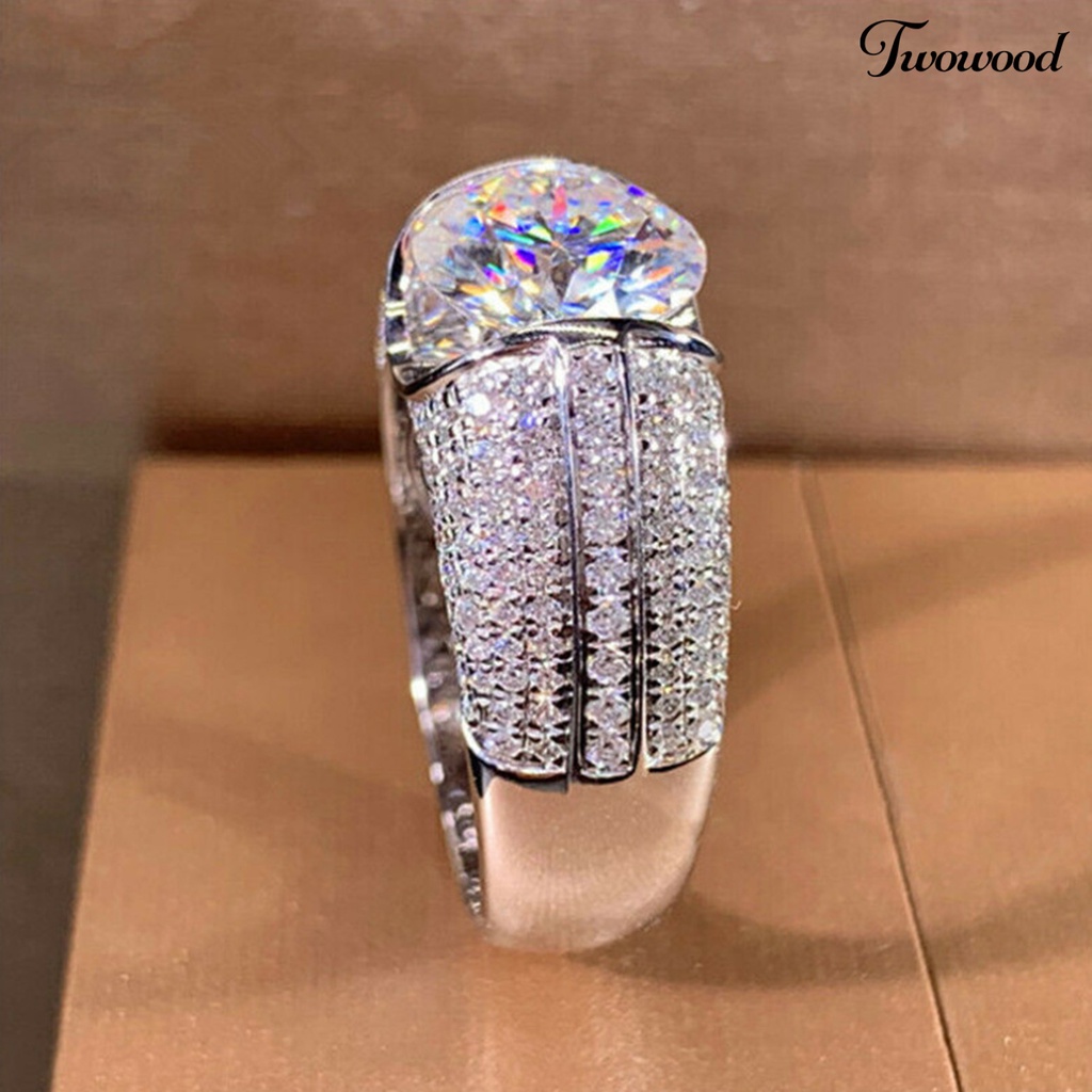 Cincin Cubic Zirconia Bahan Alloy Model Simple Untuk Wanita