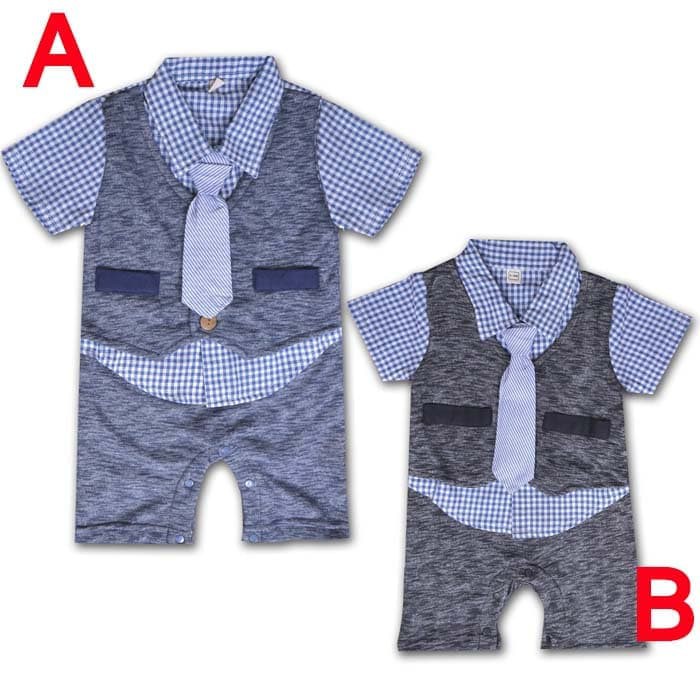Baju Bayi Laki Laki Romper Jumper Kondangan Bayi Dasi Panjang