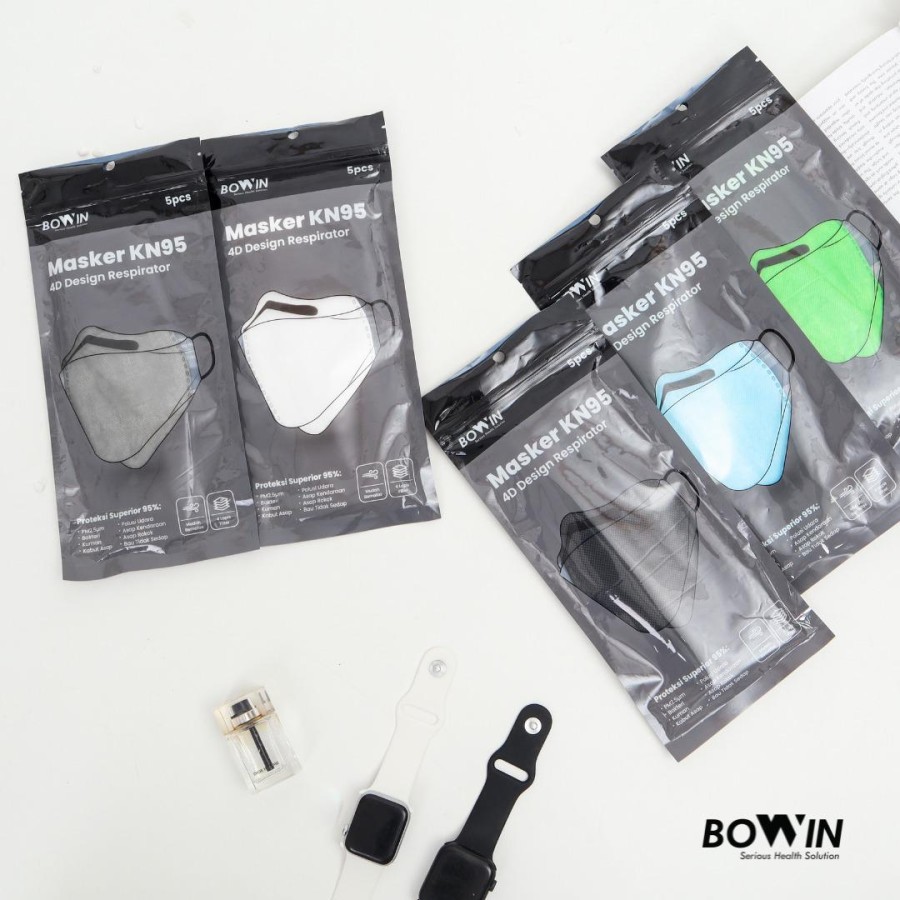 Bowin Masker KN95 N95 4D Design 95% BFE PFE ( Model KF94) 5 PCS