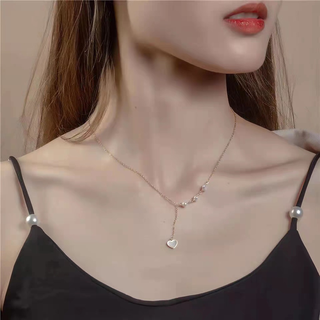 (Hello Girl) ZX05 Fashion Kalung Dan Gelang Mutiara Dan Permata Rantai Necklace Kombinasi Wanita Import