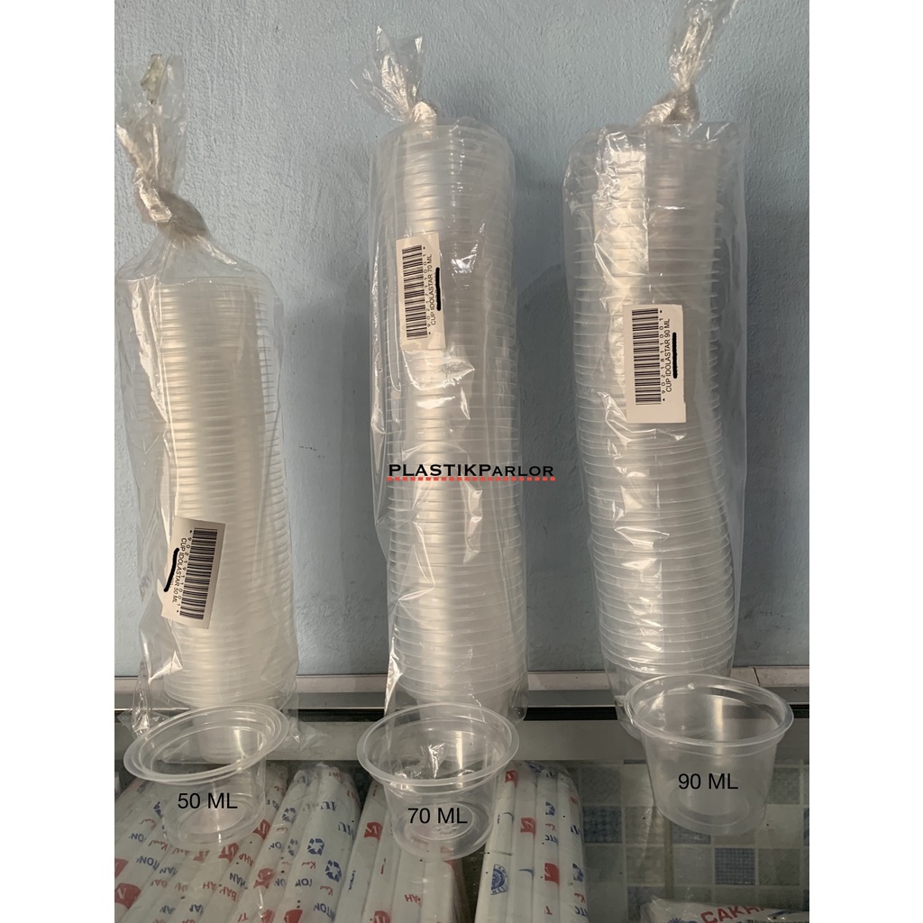 Cup Plastik Pudding Jelly atau Es Krim IDOLASTAR Uk. 50 ml, 70 ml, dan 90 ml Isi 50 Pcs