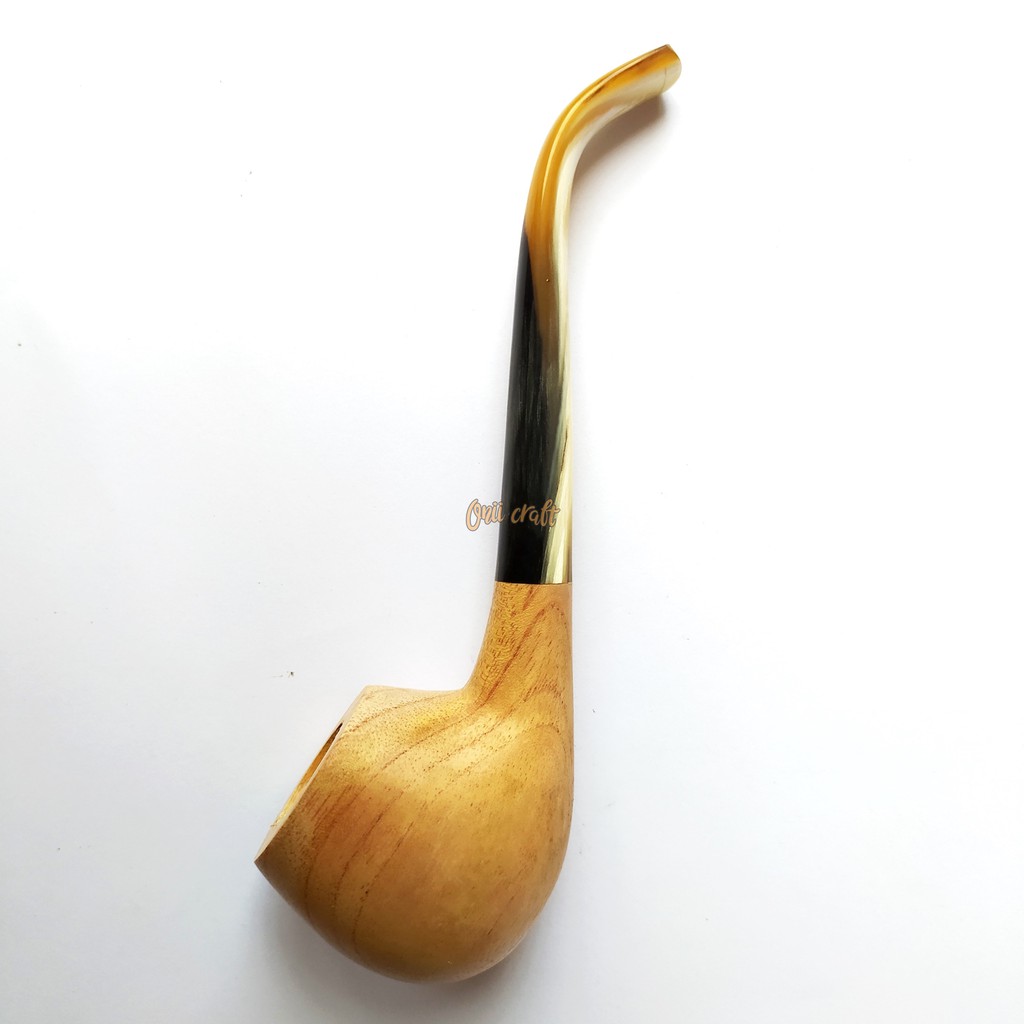 Pipa cangklong tembakau unik bahan tanduk asli dan kayu mahoni