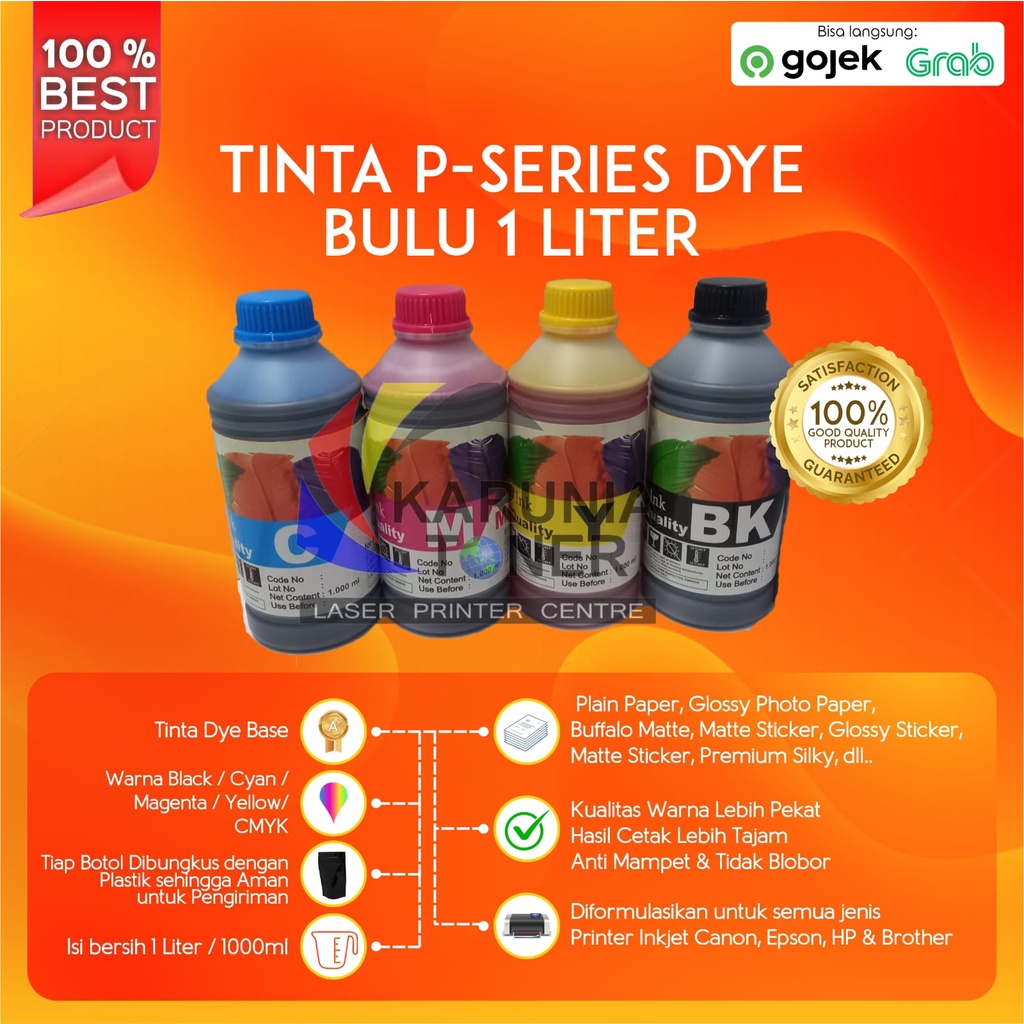 Tinta P Series Dye 1 Liter For Printer L120 L360 L565 L3110 L1110 NEW