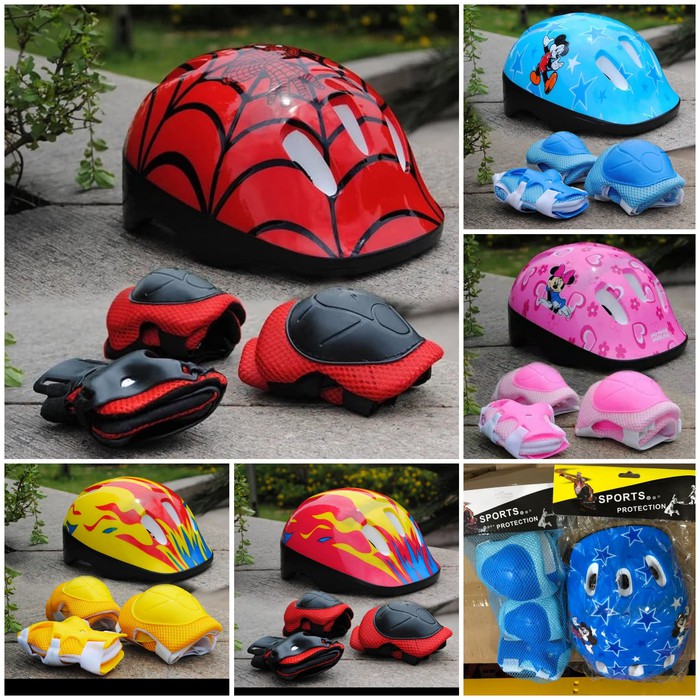 Helm Pelindung Set Anak-Anak utk Sepeda/Skuter
