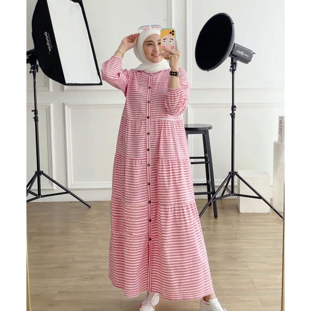 AQILA DRESS- midi dress / dress wanita / dress midi / casual dress / dres katun salur