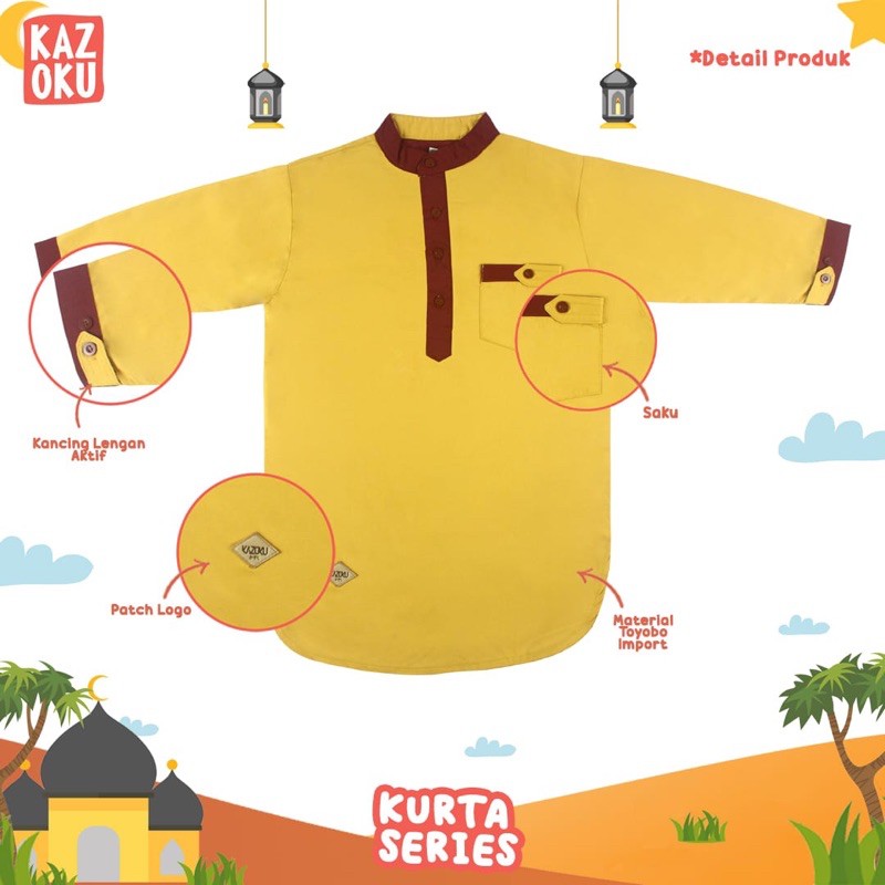 Kazoku Koko Kurta Anak Laki Laki - Pakaian Muslim Lakilaki Toyobo 4 6 8 10 12 Tahun Murah Adem