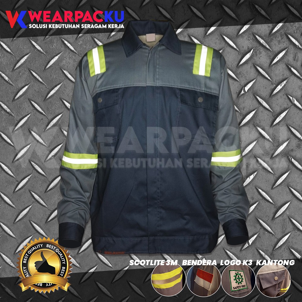 Jual Wearpack Safety Kombinasi Abu Abu Lengan Panjang Seragam Safety