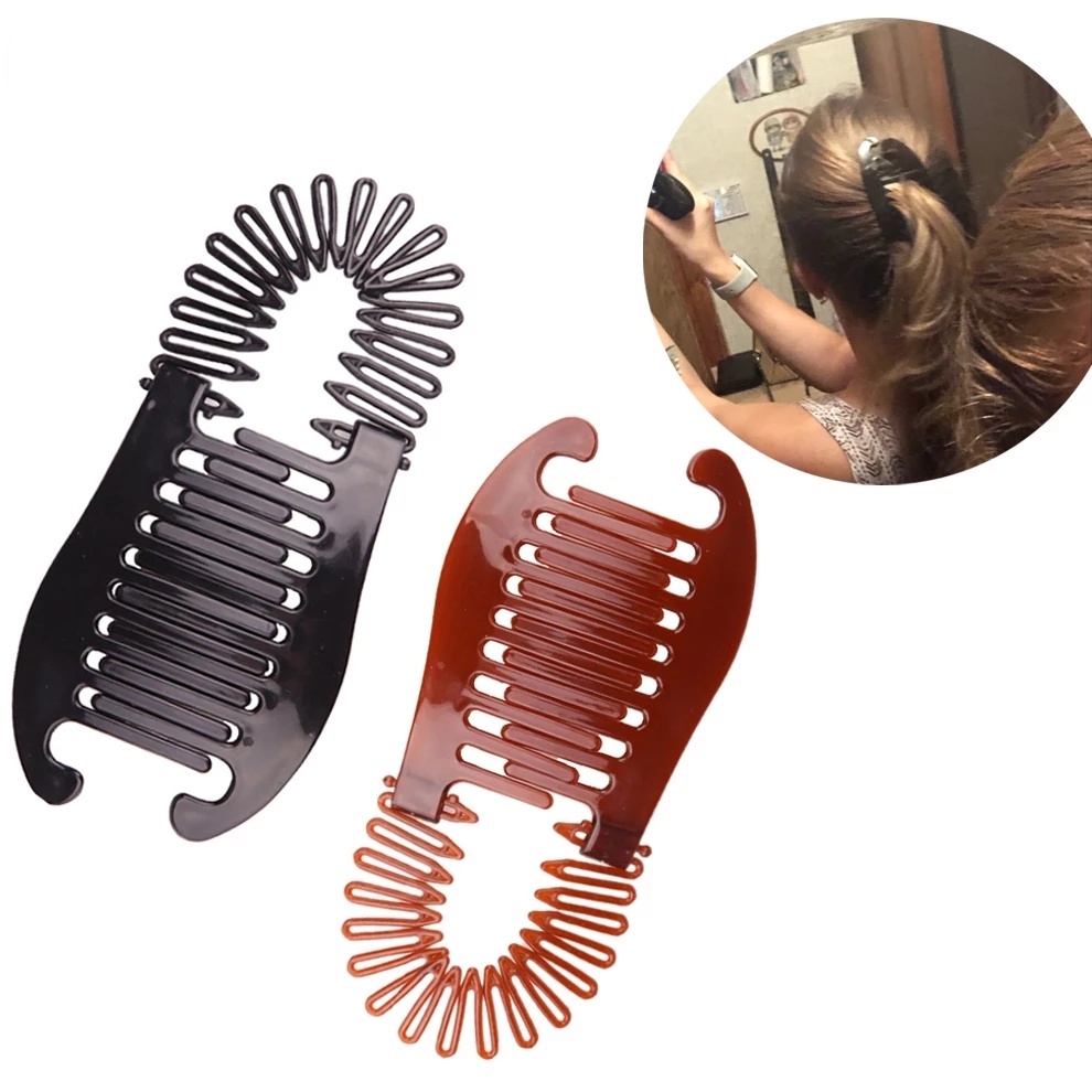 1Pc Popular Elastic Braided Fixed Ponytail Rice Flour Comb Holder For Women's