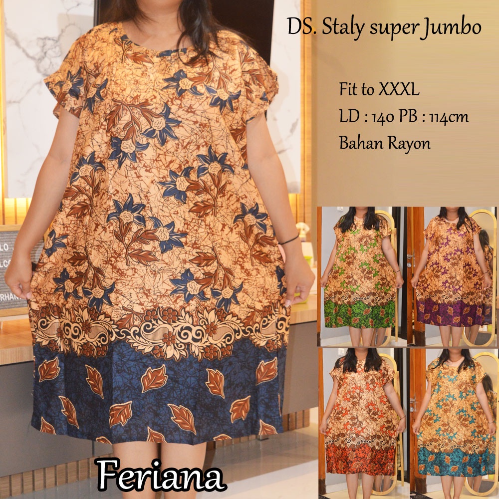 Daster super Jumbo staly LD 140 | 1kg muat 5pcs  | daster murah-Feriana