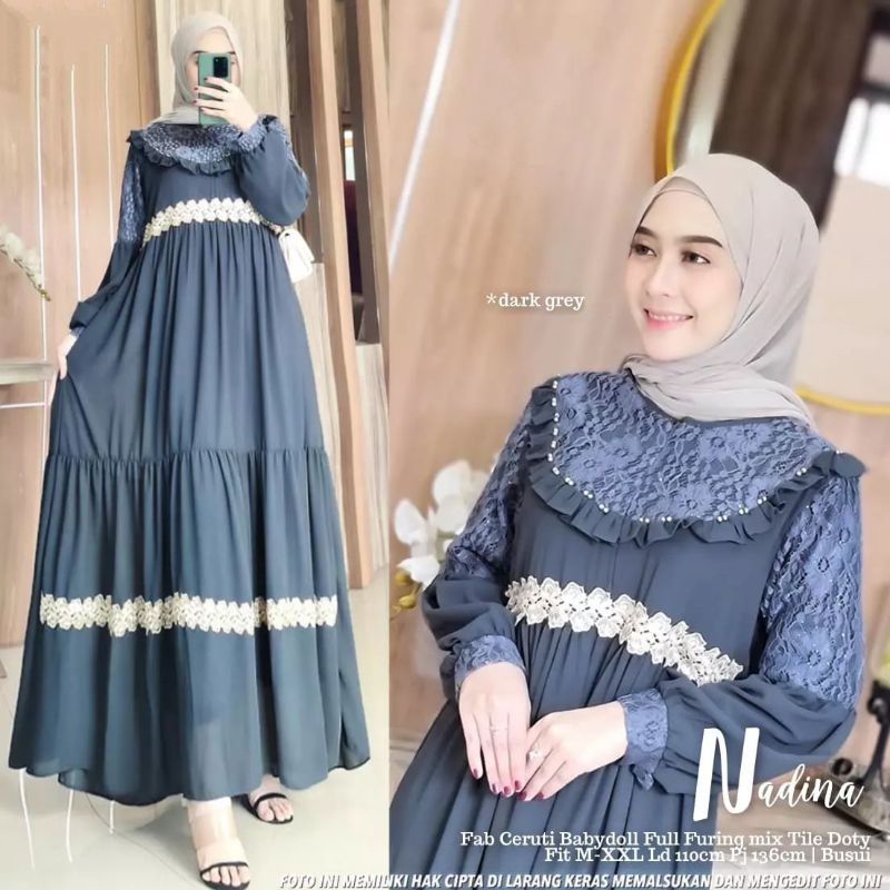 DRESS BRUKAT TERBARU CERUTY BABYDOLL/NADINA DRESS MAXY/GAMIS BUSUI MIX BRUKAT TERLARIS/GAMIS RENDA MUTIARA/FAR MOSLEMSTORE