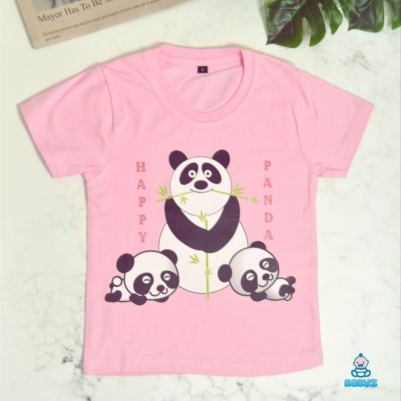 Kaos T-Shirt Baju Anak Laki Laki Perempuan Unisex Family Shirt Model Panda Happy Family