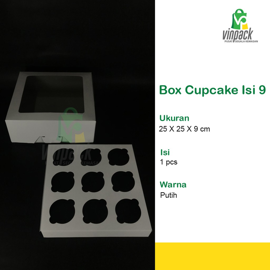 Jual Box Cup Cake / Dus Cupcake/ Tempat Cup cake/ Pudding isi 9