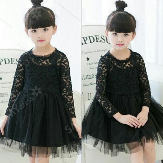 Dress Anak Hitam Baju Pesta Bayi Perempuan Black Dres 3 4 5 Tahun