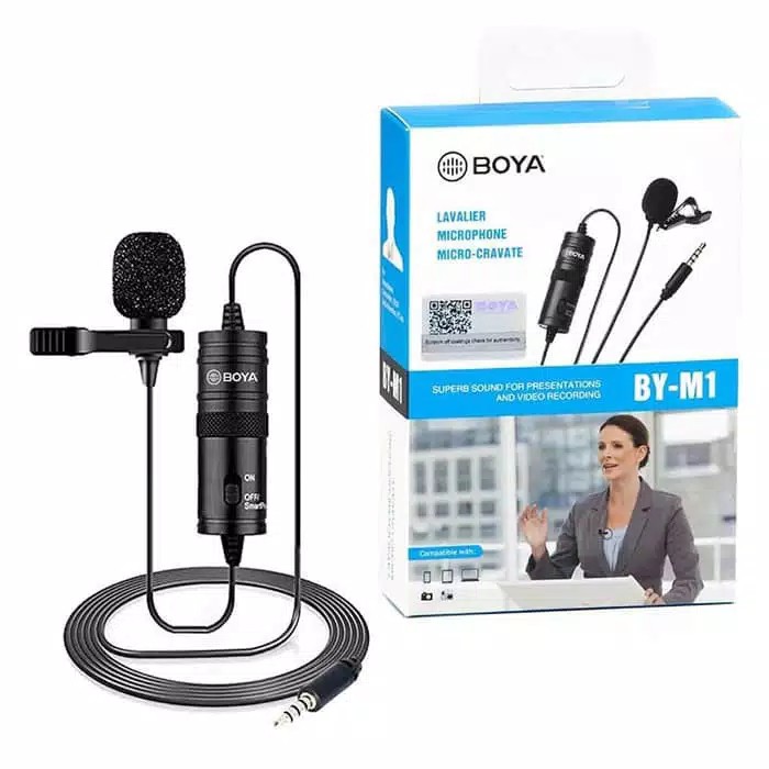 Mic BOYA BY-M1 Lavalier Microphone Clip On for Camera Smartphone Hp PC Vlog Vidio