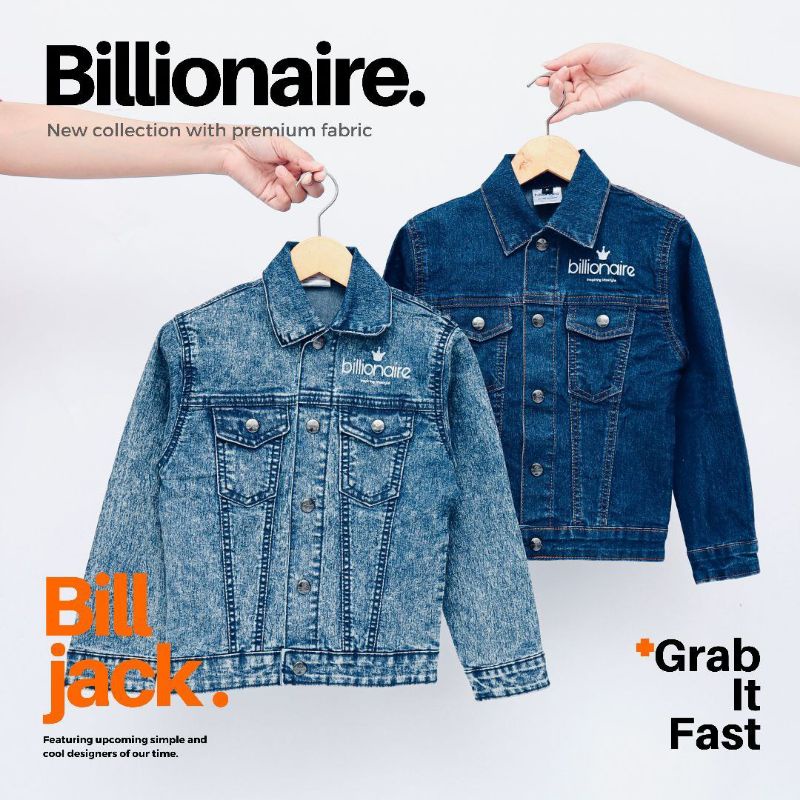 JAKET JEANS BILLIONAIRE/JAKET JEANS ANAK BILLIONAIRE/JAKET JEANS ANAK PEREMPUAN/JAKET JEANS ANAK LAK