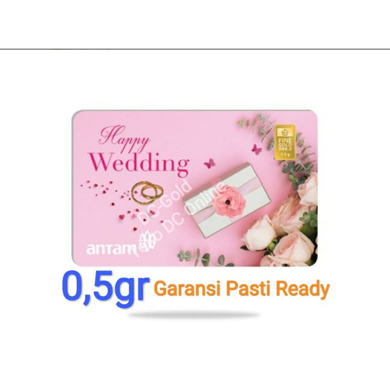 Logam Mulia Emas Antam 0,5 gram Happy Wedding Selamat Menempuh Hidup Baru GIFT Series