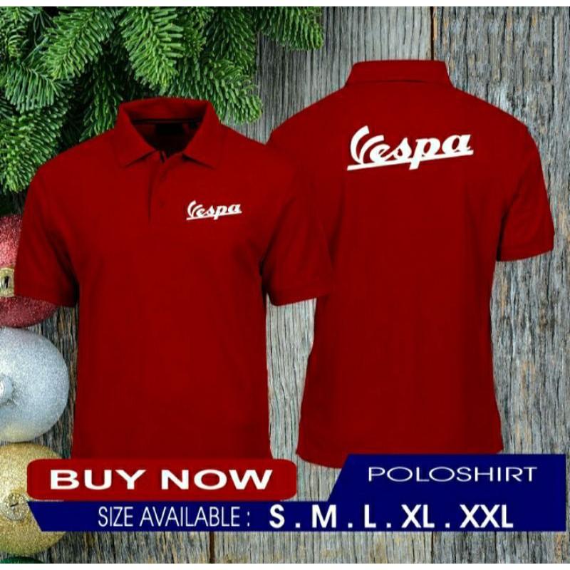 Kaos Vespa Kaos motor Vespa kaos kerah Motor Vespa Bordir depan belakang baju Vespa seragam Vespa po