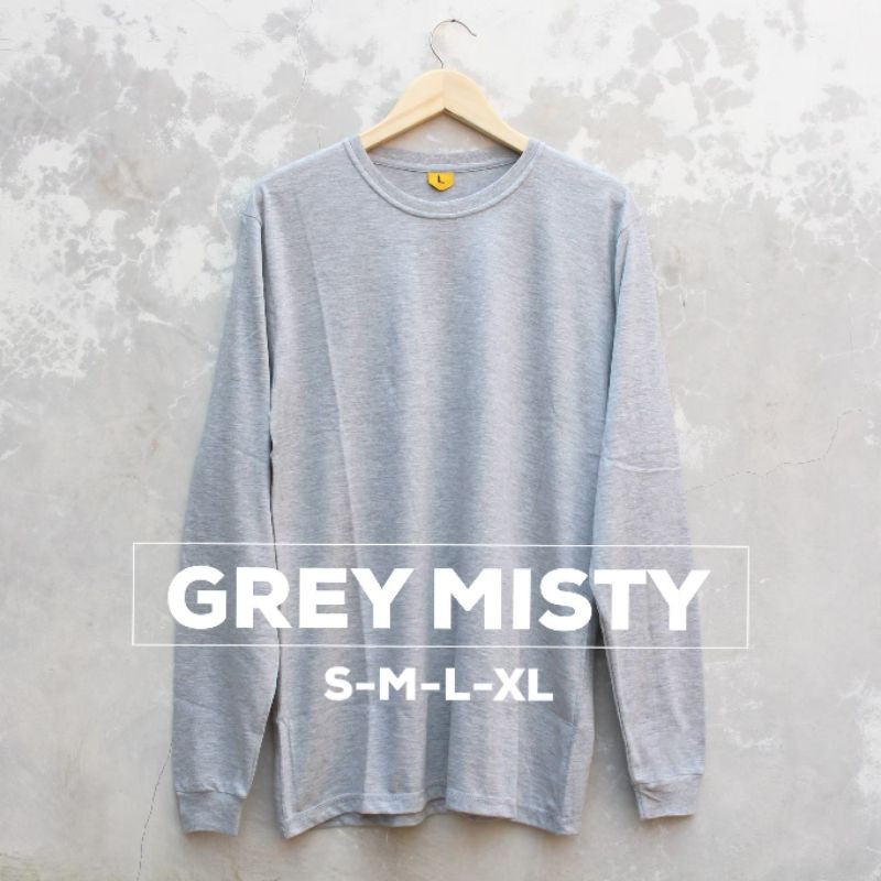 KAOS POLOS LENGAN PANJANG WARNA GREY MISTY