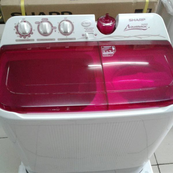 mesin cuci 2 tabung SHARP EST 85 CR Aquamagic Strong Body Low Watt Big Pulsator 8.5 KG