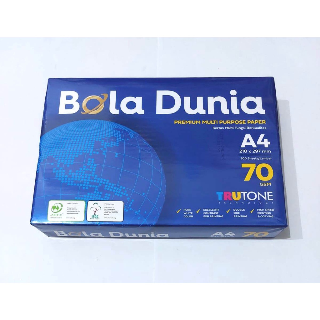 Jual Kertas HVS A4 70 Gr 70 Gsm 70gram BOLA DUNIA | Shopee Indonesia