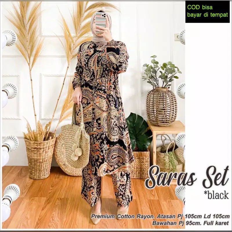 (BISA COD)SET SARAS STANDAR/JUMBO RAYON VISCOSE