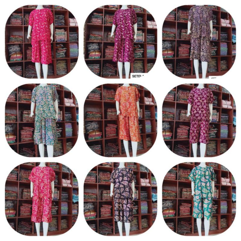 setelan batik wanita celana pendek santai setelan batik kulot pendek terbaru