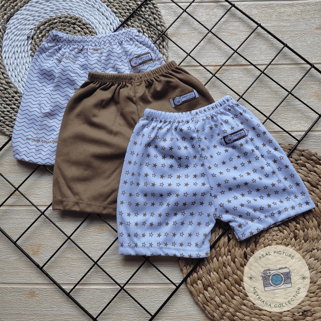 3 PCS Celana Pendek Bayi Baru Lahir Seri Coklat Meyriana Collection