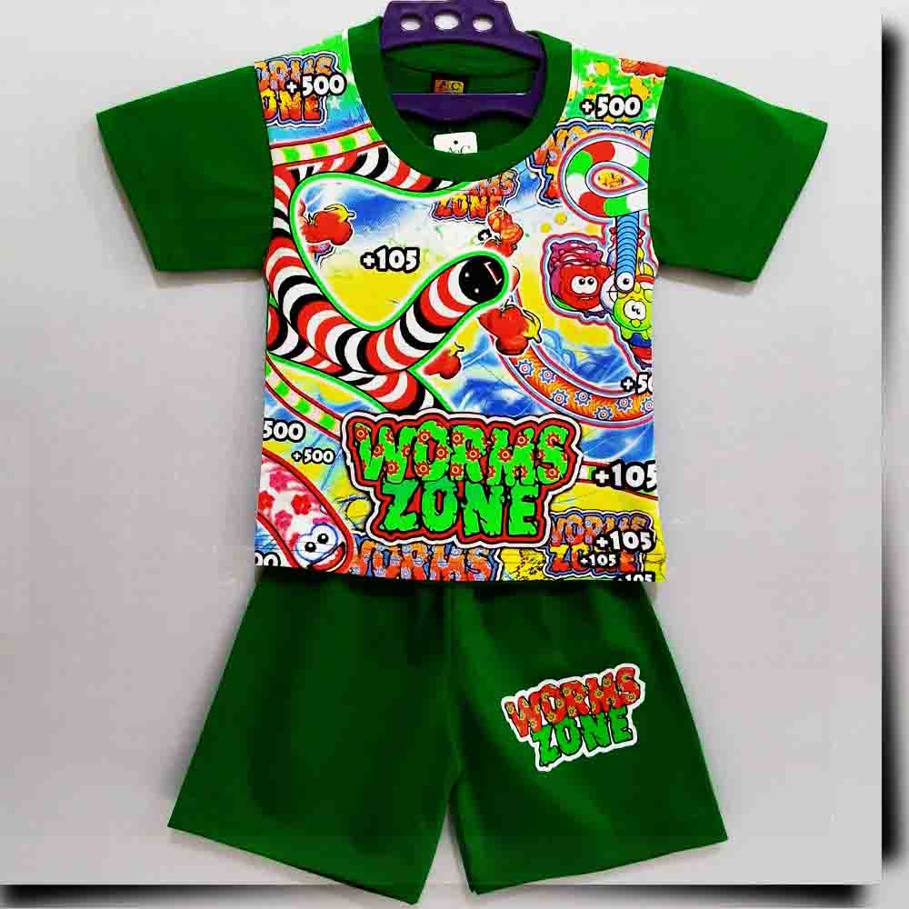 MKids - Baju Setelan KAOS Anak Motif CACING / WORMS ZONE