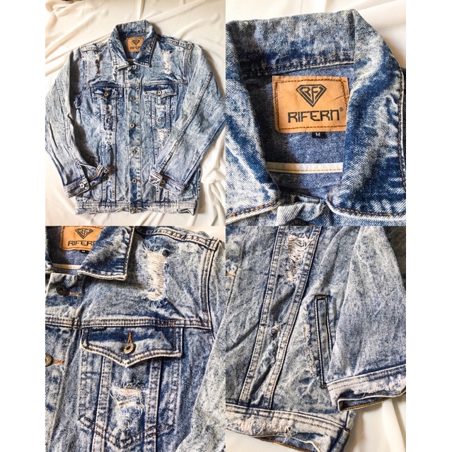 Preloved jaket jeans ripped jeans jacket rifern murah