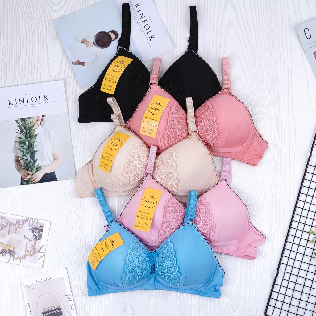 VS - BRA Wanita BH Motif Halus Premium / BH Wanita Tanpa Kawat Busa Tebal Kualitas Premium Merk Oimio dan Qiaomengyi