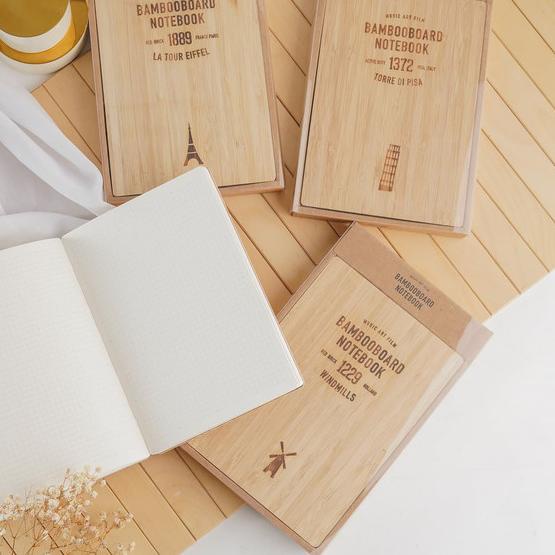 

➳ ARAMI Hard Cover Bamboo Wood Note Book Buku Tulis Catatan Kantor Diary - Torre Di Pisa ☁