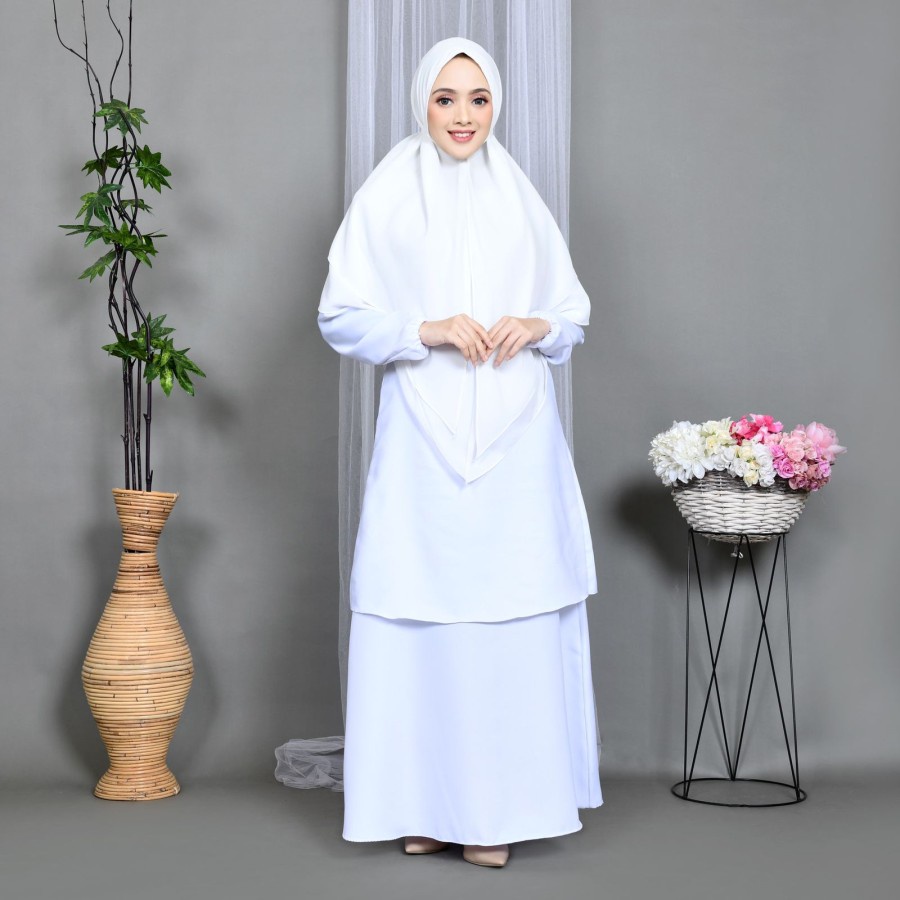 Khimar (Jilbab Instan) Pet Antem Ceruty Putih