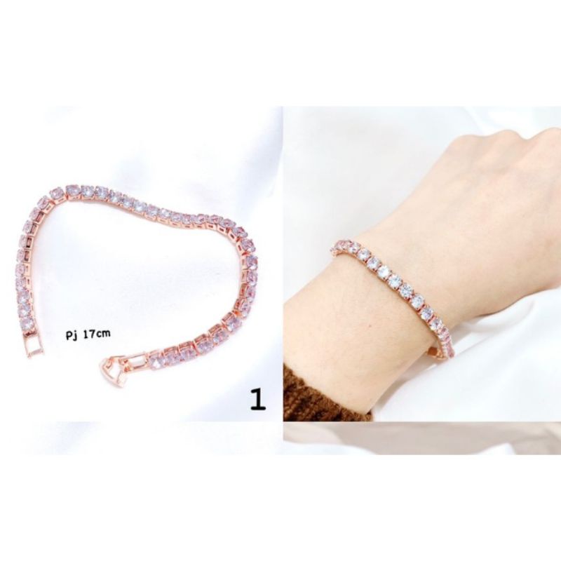 Gelang Premium Lapis emas Mirip emas asli Mata kilau Anti Karat anti alergi Premium Quality Anti karat anti alergi Gelang Zircone gelang Zircon G92