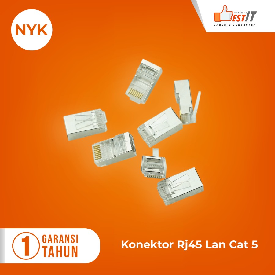 Konektor Rj45 Lan Cat5 5e 1Box isi 50pcs- Connector Rj45 Cat5e High Quality Nyk