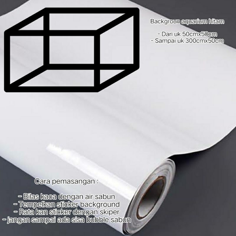 Background sticker skotlet scotlet aquarium putih polos aksesoris akuarium wallpaper