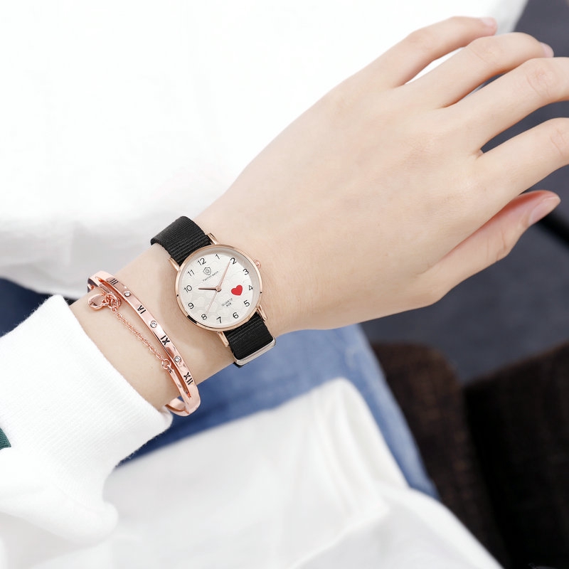 FYGALERY J172 Jam Tangan Kanvas Wanita Jam Analog Cewek Elegan Wrist Watch-8