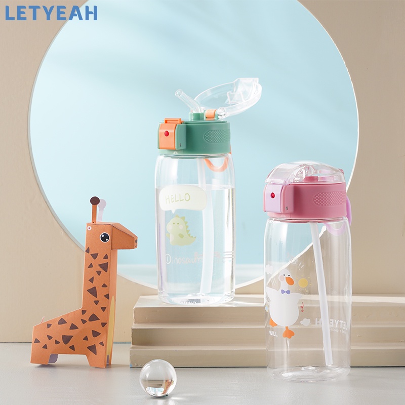 letyeah 500ml Botol minum anak anti tumpah karakter lucu/botol air minum sedotan portable/BPA free