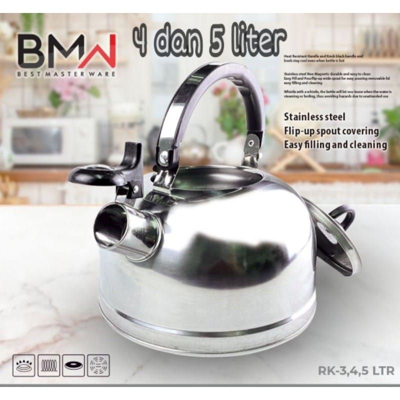 Teko Air Siul Stainless 4l Dan 5l / Cerek Siul / Kettle