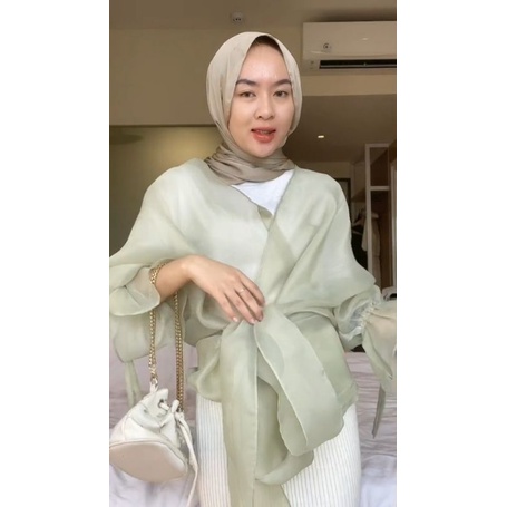 VIERRA OUTER Kondangan Atasan Organza transparan Ootd wanita