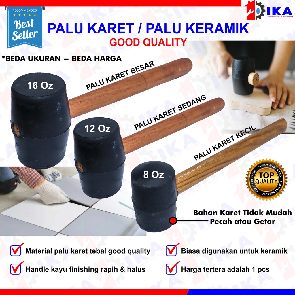 Palu Karet - Palu Keramik - Palu Granit High Quality GAGANG KAYU MARTIL RUBBER HAMMER WOODEN HANDLE