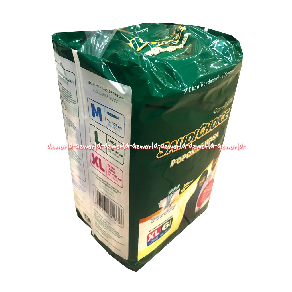 Saudi Choice Popok Dewasa XL 6 pcs dengan proteksi samping dan dapat menampung cairan lebih banyak