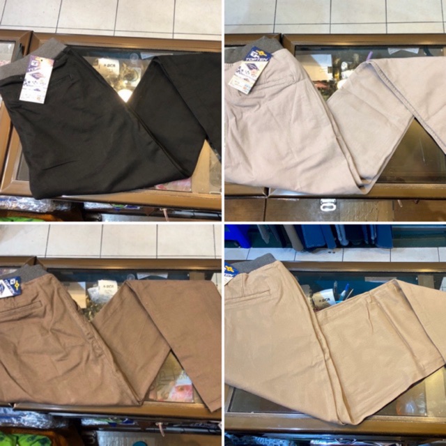 CELANA PANJANG PRIA KAIN RIB TOPTEN POLOS PINGGANG KARET 2 WARNA