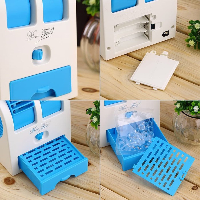 Ac Duduk Mini Portable - Double Blower Mini Ac - Kipas Angin - Merah Muda